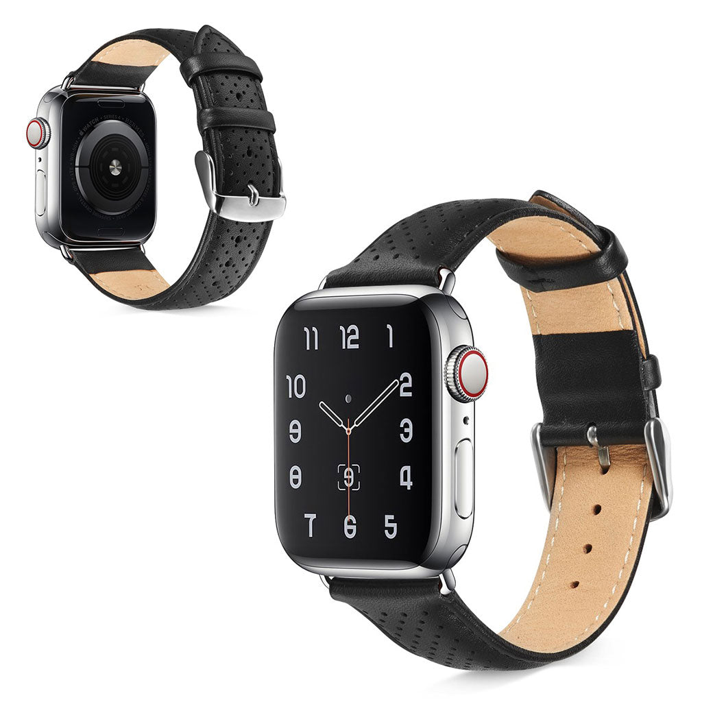 SlidstΓ¦rk Apple Watch Series 5 40mm Γgte lΓ¦der Rem - Sort#serie_104