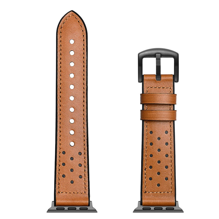 Apple Watch Series 5 44mm / Apple Watch 44mm Ægte læder Rem - Brun#serie_1