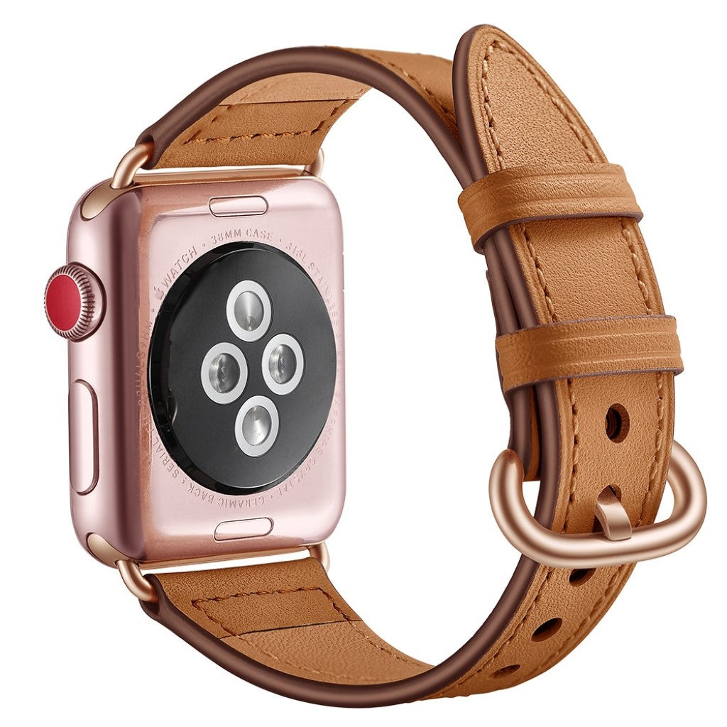 Apple Watch Series 5 44mm / Apple Watch 44mm Ægte læder Rem - Brun#serie_1