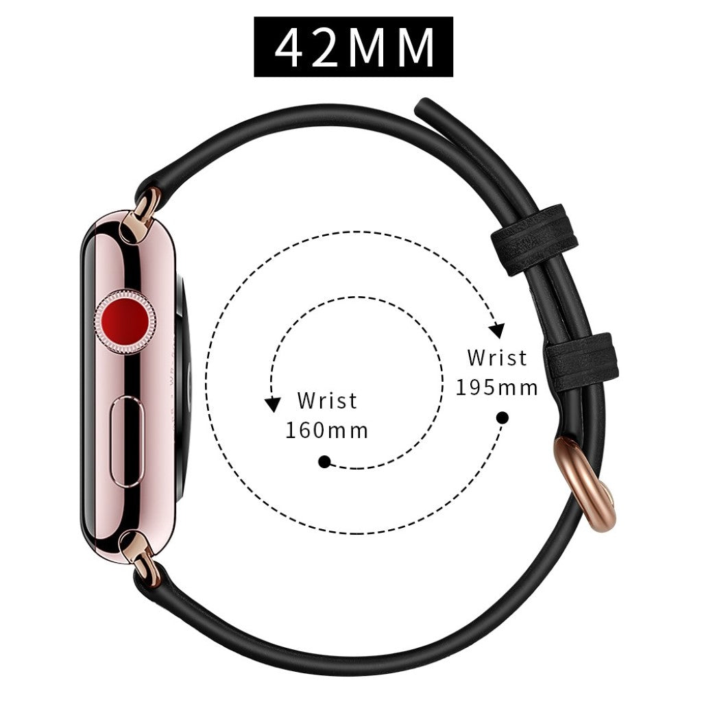 Apple Watch Series 5 44mm / Apple Watch 44mm Ægte læder Rem - Sort#serie_2
