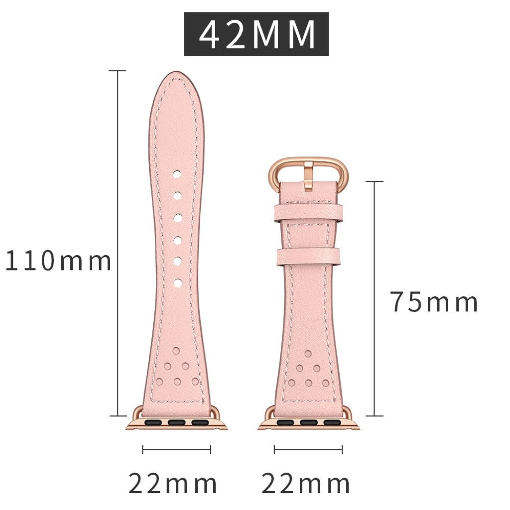 Apple Watch Series 5 44mm / Apple Watch 44mm Ægte læder Rem - Pink#serie_3