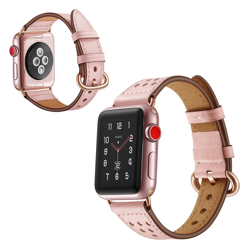 Apple Watch Series 5 44mm / Apple Watch 44mm Ægte læder Rem - Pink#serie_3