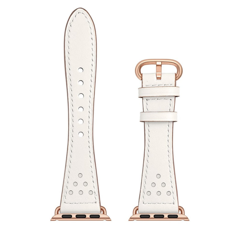 Apple Watch Series 5 44mm / Apple Watch 44mm Ægte læder Rem - Hvid#serie_4