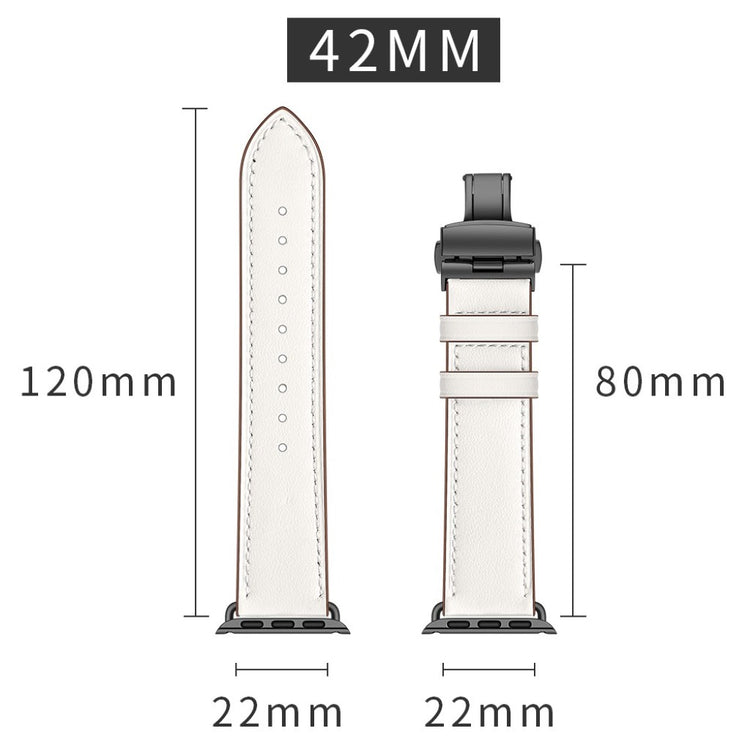 Apple Watch Series 5 44mm / Apple Watch 44mm Ægte læder Rem - Hvid#serie_1