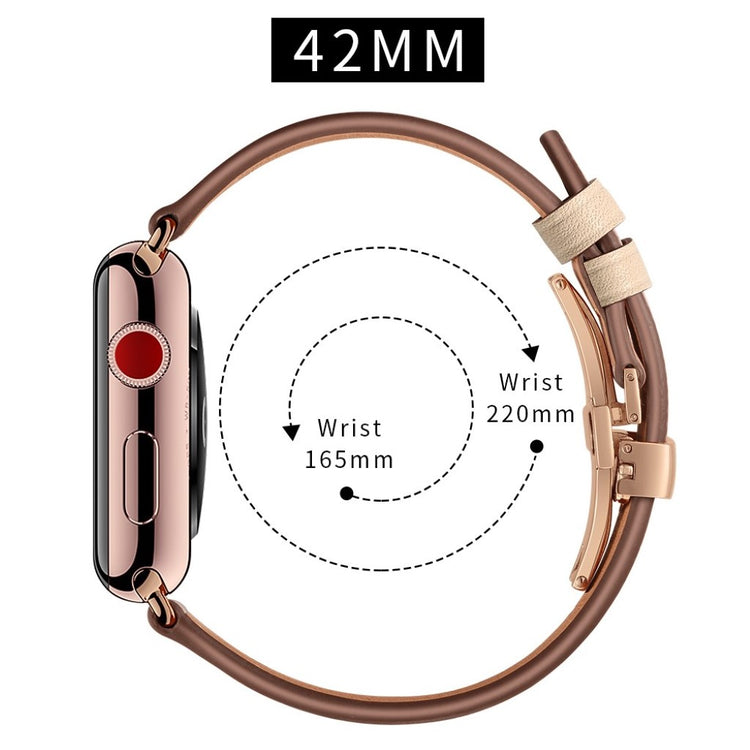Apple Watch Series 5 44mm / Apple Watch 44mm Ægte læder Rem - Beige#serie_10