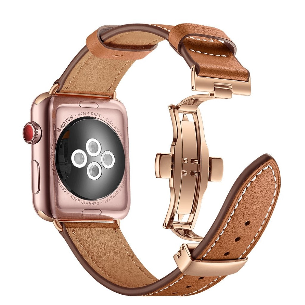 Apple Watch Series 5 44mm / Apple Watch 44mm Ægte læder Rem - Brun#serie_11