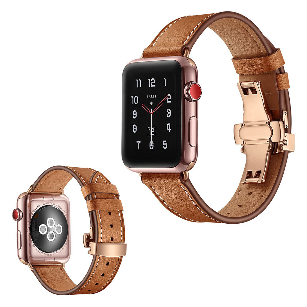 Apple Watch Series 5 44mm / Apple Watch 44mm Ægte læder Rem - Brun#serie_11