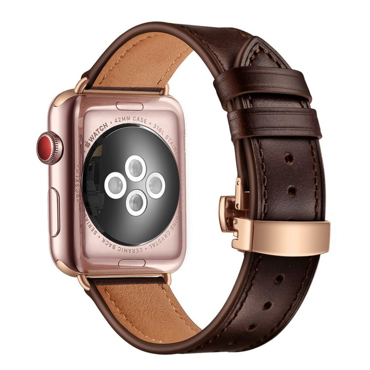 Apple Watch Series 5 44mm / Apple Watch 44mm Ægte læder Rem - Brun#serie_12