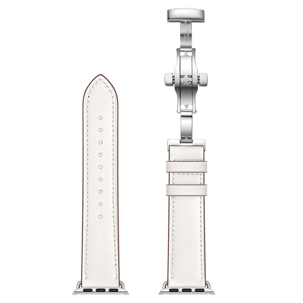 Apple Watch Series 5 44mm / Apple Watch 44mm Ægte læder Rem - Hvid#serie_13