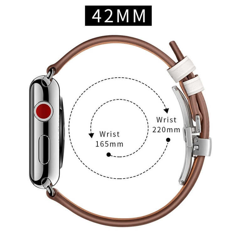 Apple Watch Series 5 44mm / Apple Watch 44mm Ægte læder Rem - Hvid#serie_13