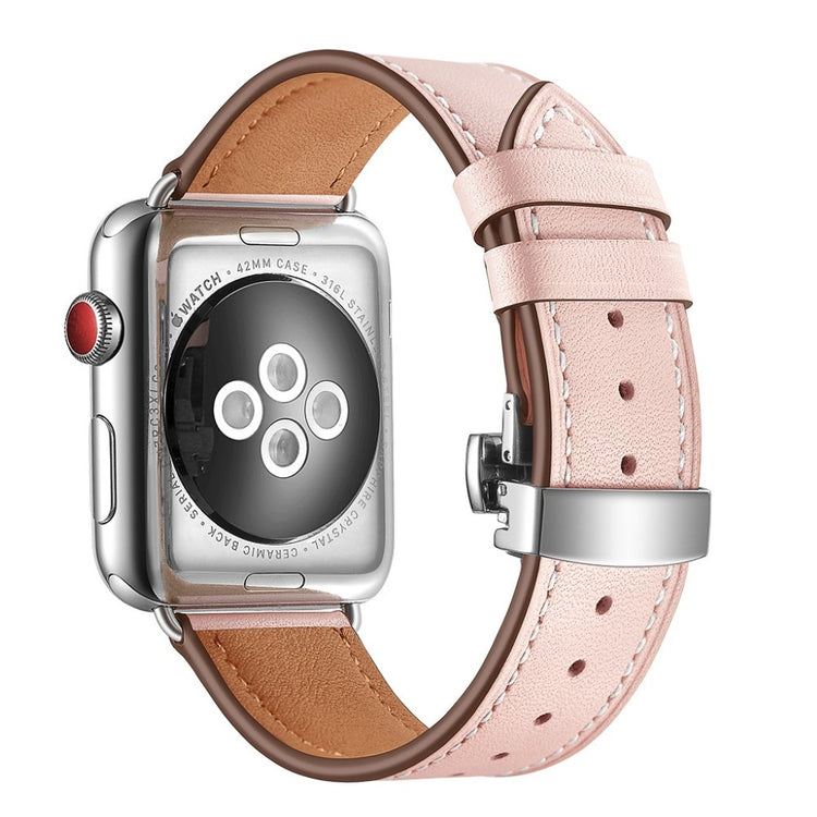 Apple Watch Series 5 44mm / Apple Watch 44mm Ægte læder Rem - Pink#serie_14