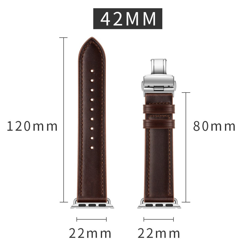 Apple Watch Series 5 44mm / Apple Watch 44mm Ægte læder Rem - Brun#serie_18