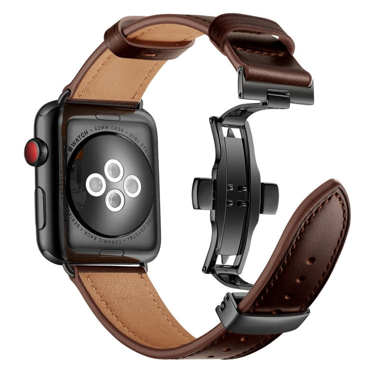 Apple Watch Series 5 44mm / Apple Watch 44mm Ægte læder Rem - Brun#serie_6