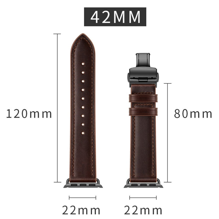 Apple Watch Series 5 44mm / Apple Watch 44mm Ægte læder Rem - Brun#serie_6