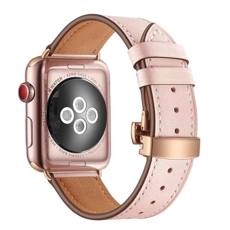 Apple Watch Series 5 44mm / Apple Watch 44mm Ægte læder Rem - Pink#serie_8