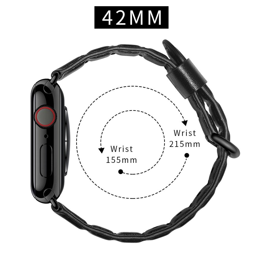 Apple Watch Series 5 44mm / Apple Watch 44mm Ægte læder Rem - Sort#serie_1