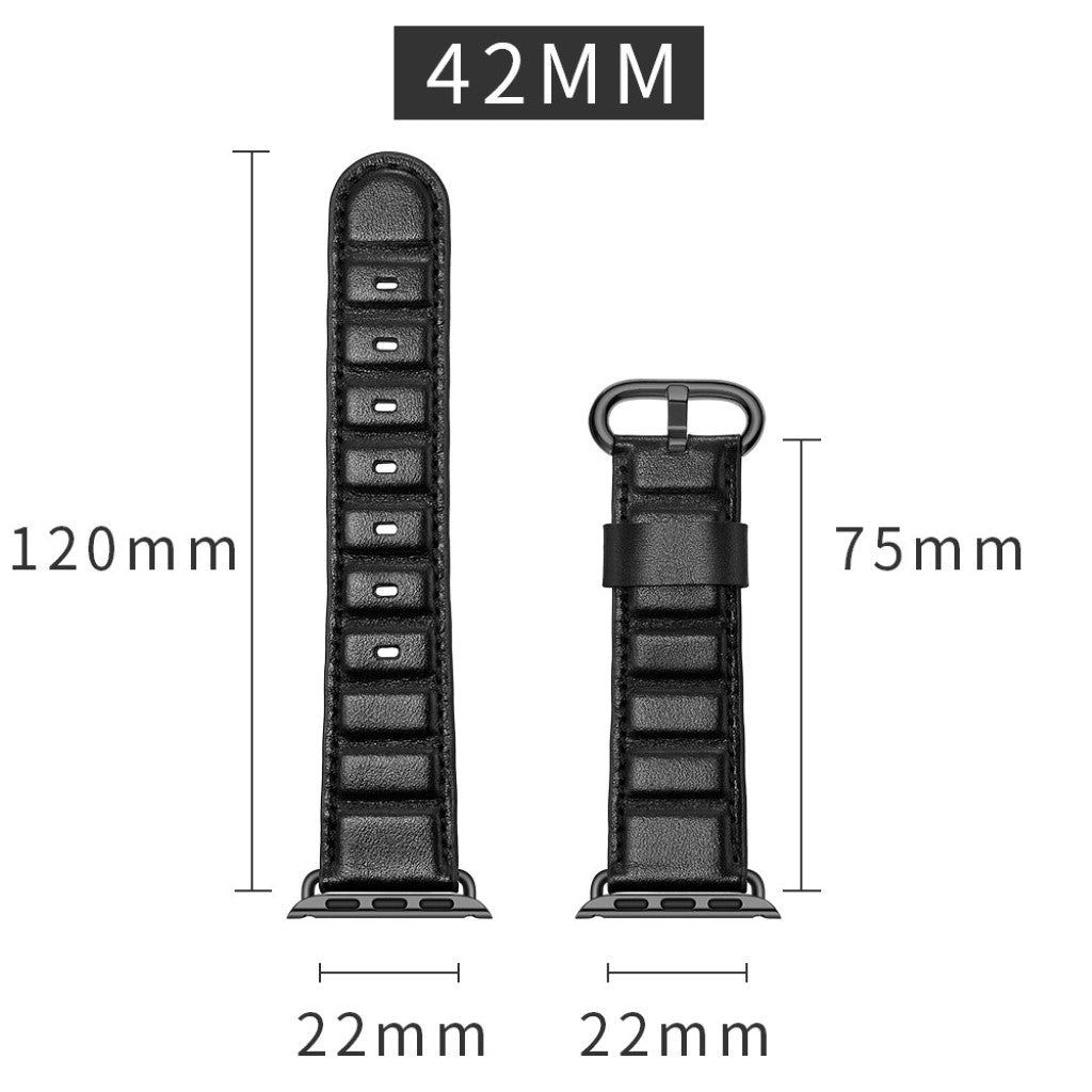 Apple Watch Series 5 44mm / Apple Watch 44mm Ægte læder Rem - Sort#serie_1
