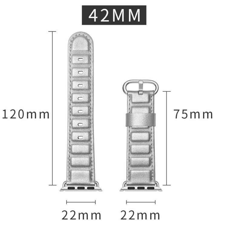 Apple Watch Series 5 44mm / Apple Watch 44mm Ægte læder Rem - Sølv#serie_2