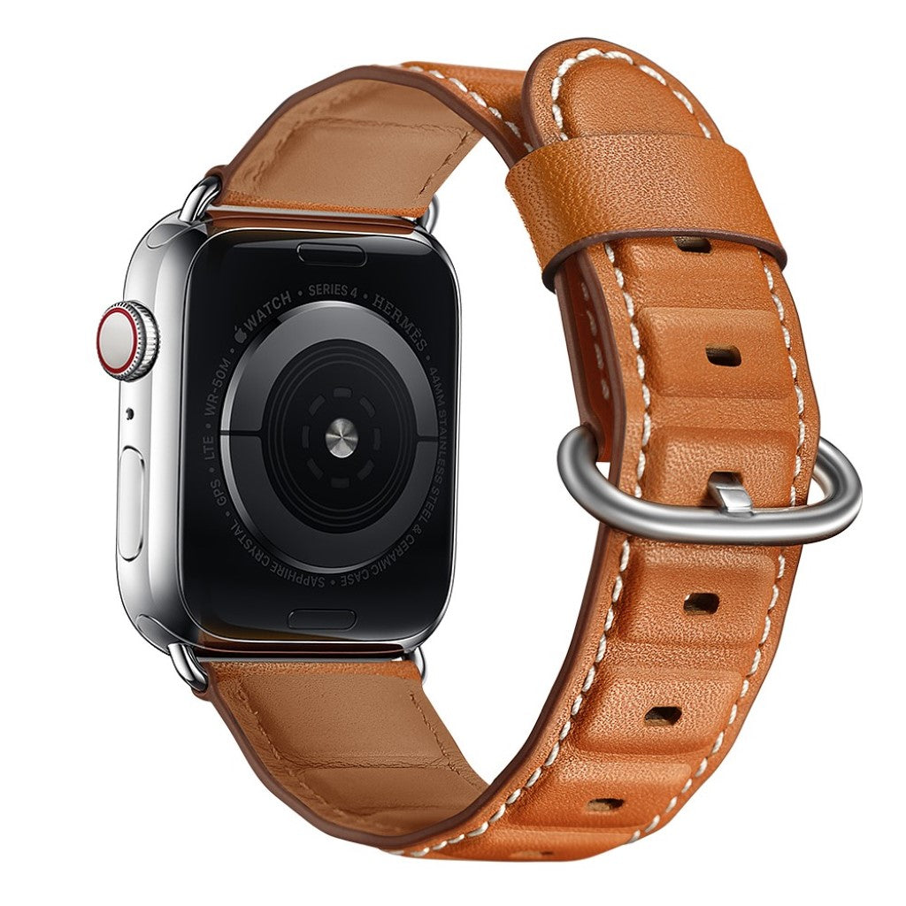 Apple Watch Series 5 44mm / Apple Watch 44mm Ægte læder Rem - Brun#serie_3