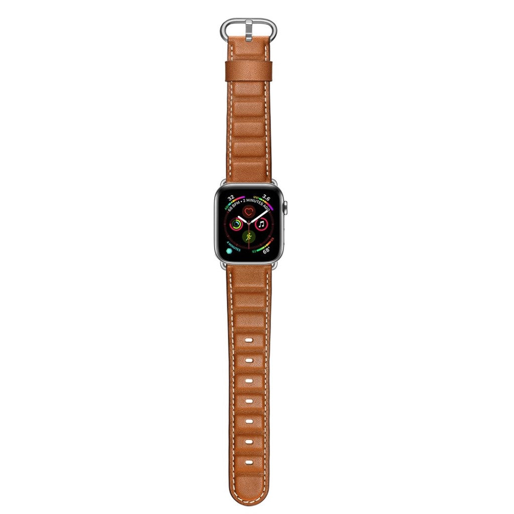 Apple Watch Series 5 44mm / Apple Watch 44mm Ægte læder Rem - Brun#serie_3