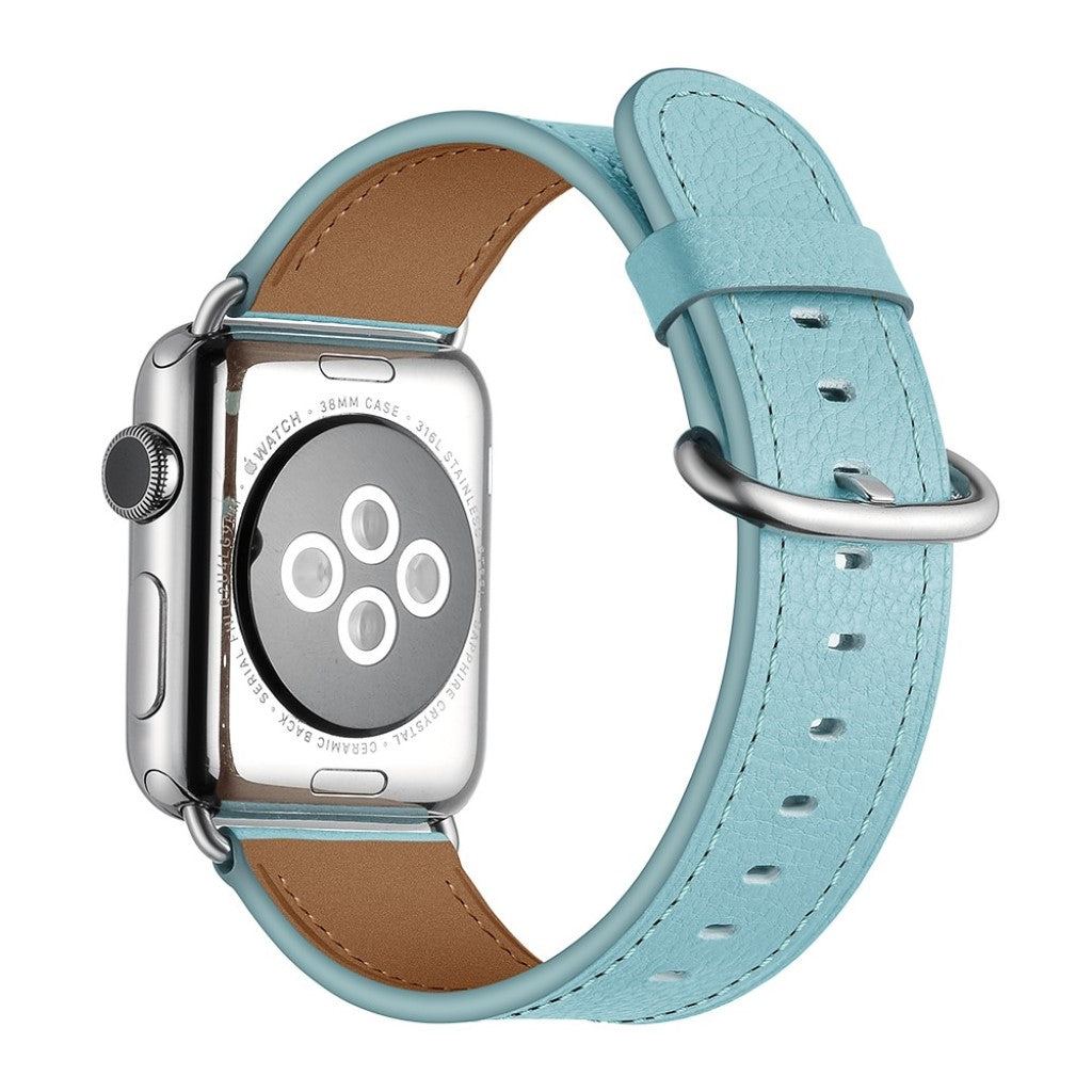 Apple Watch Series 5 44mm / Apple Watch 44mm Ægte læder Rem - Blå#serie_3