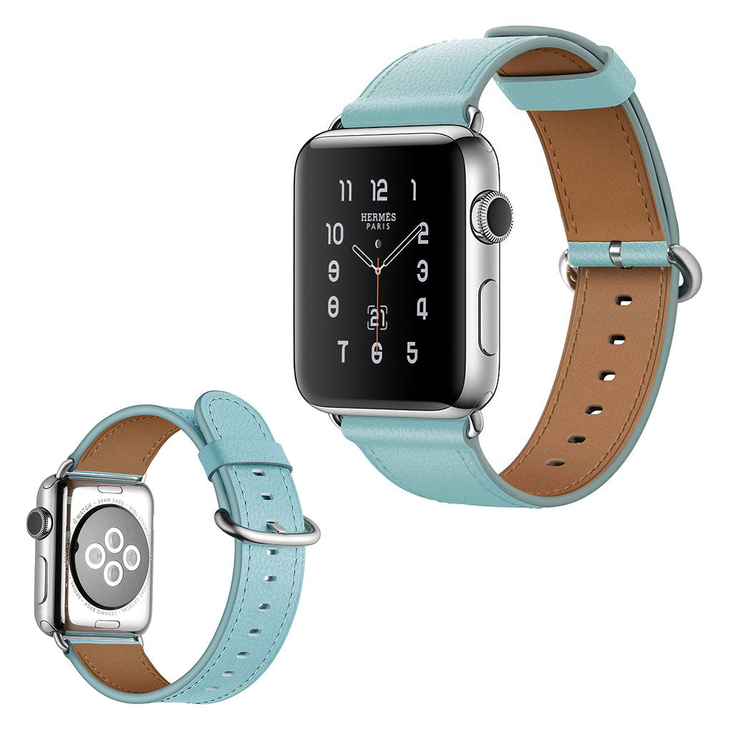 Apple Watch Series 5 44mm / Apple Watch 44mm Ægte læder Rem - Blå#serie_3