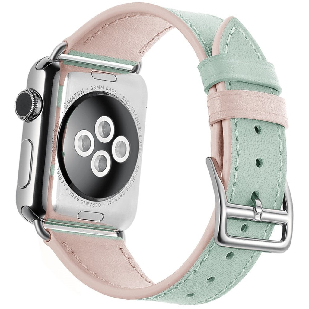 Apple Watch Series 5 44mm / Apple Watch 44mm Ægte læder Rem - Grøn#serie_1