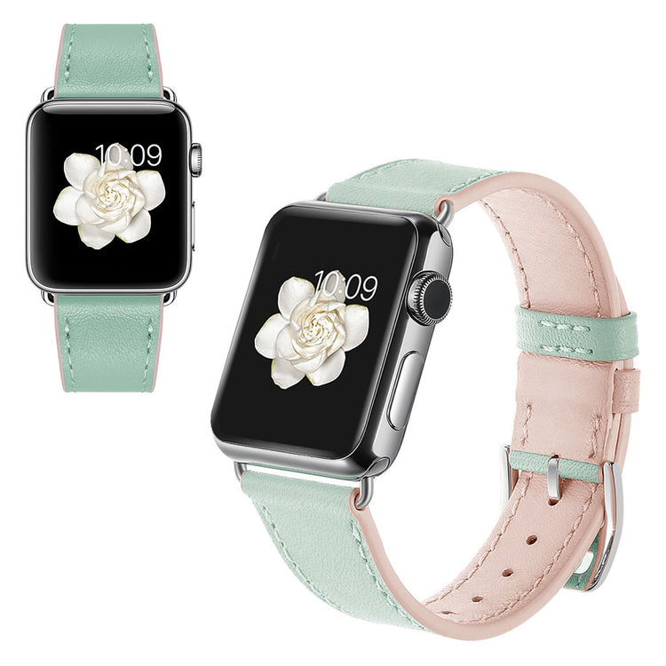 Apple Watch Series 5 44mm / Apple Watch 44mm Ægte læder Rem - Grøn#serie_1