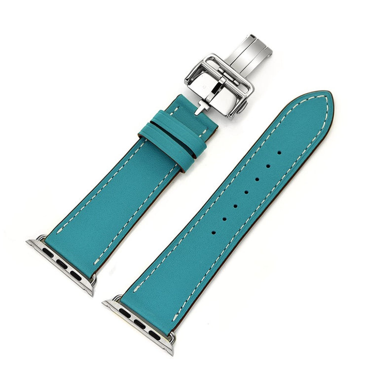 Apple Watch Series 5 44mm / Apple Watch 44mm Ægte læder Rem - Blå#serie_2