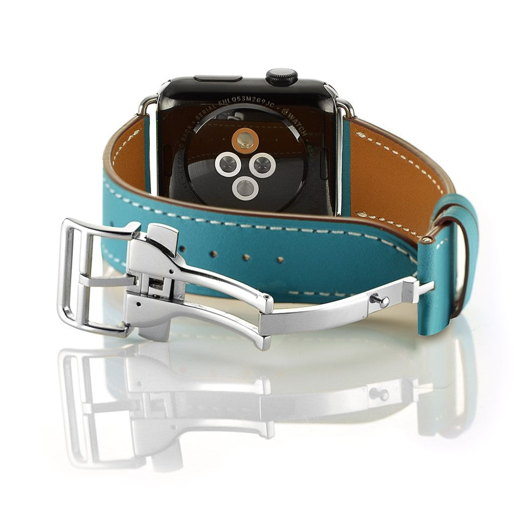 Apple Watch Series 5 44mm / Apple Watch 44mm Ægte læder Rem - Blå#serie_2