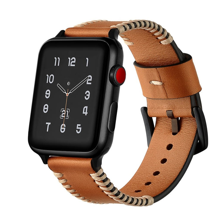 Apple Watch Series 5 44mm / Apple Watch 44mm Ægte læder Rem - Gul#serie_2