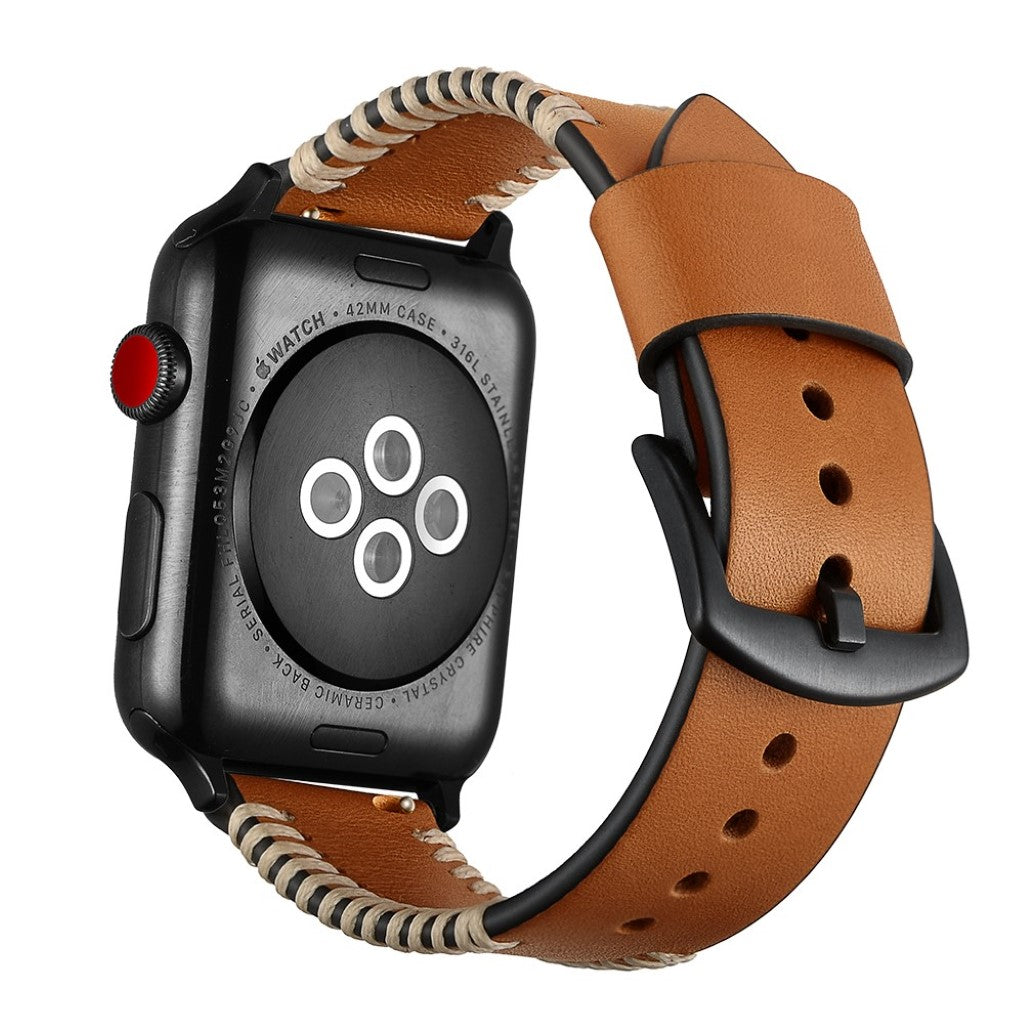 Apple Watch Series 5 44mm / Apple Watch 44mm Ægte læder Rem - Gul#serie_2