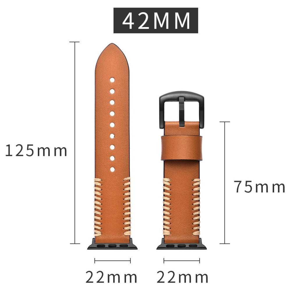 Apple Watch Series 5 44mm / Apple Watch 44mm Ægte læder Rem - Gul#serie_2