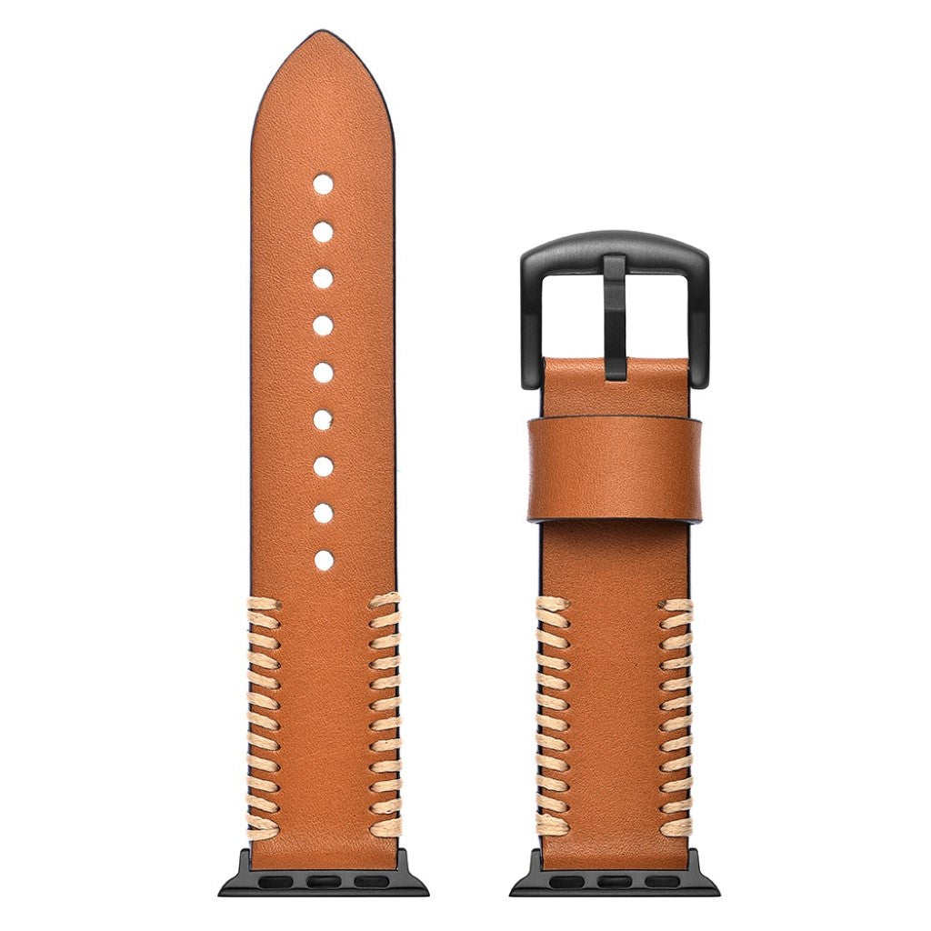 Apple Watch Series 5 44mm / Apple Watch 44mm Ægte læder Rem - Gul#serie_2