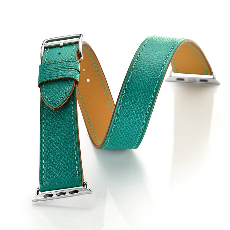 Apple Watch Series 5 44mm / Apple Watch 44mm Ægte læder Rem - Grøn#serie_1