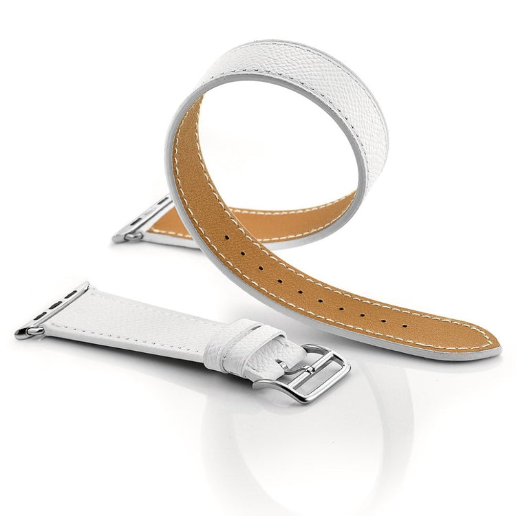 Apple Watch Series 5 44mm / Apple Watch 44mm Ægte læder Rem - Hvid#serie_2