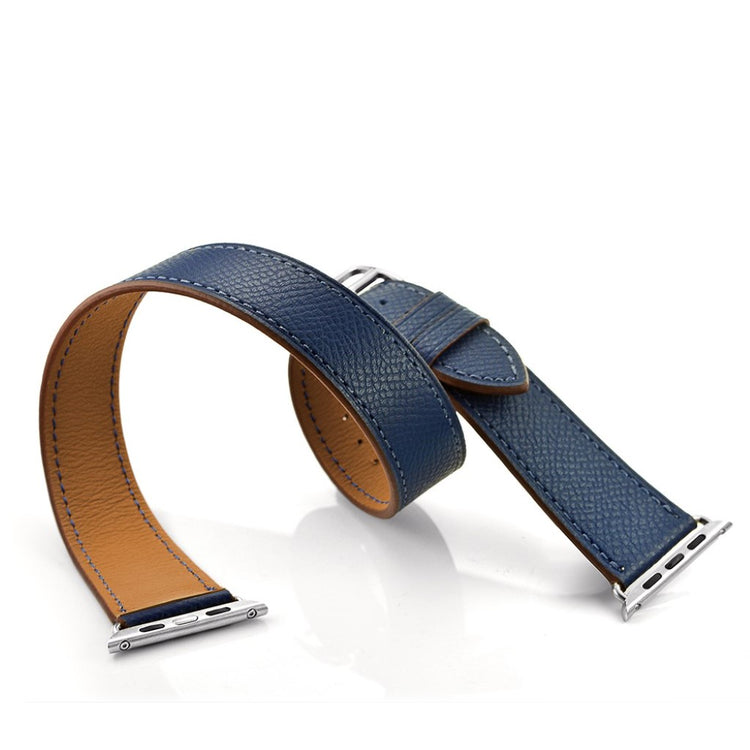 Apple Watch Series 5 44mm / Apple Watch 44mm Ægte læder Rem - Blå#serie_3