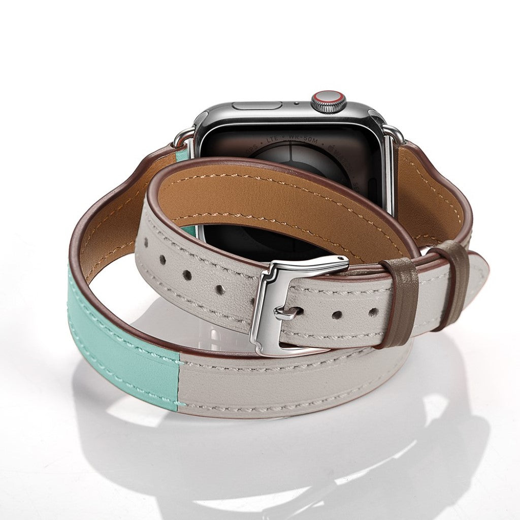 Apple Watch Series 5 44mm / Apple Watch 44mm Ægte læder Rem - Flerfarvet#serie_2