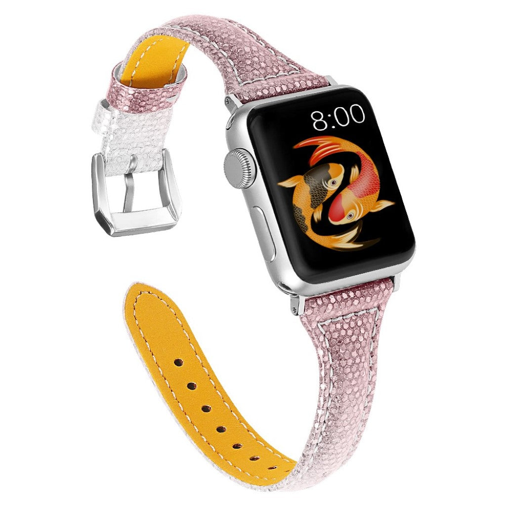 Apple Watch Series 5 44mm / Apple Watch 44mm Ægte læder Rem - Pink#serie_2