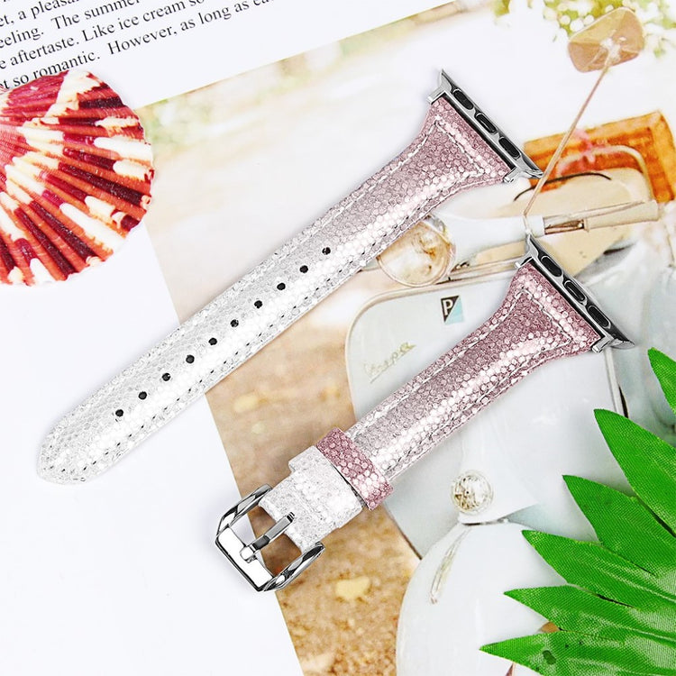 Apple Watch Series 5 44mm / Apple Watch 44mm Ægte læder Rem - Pink#serie_2