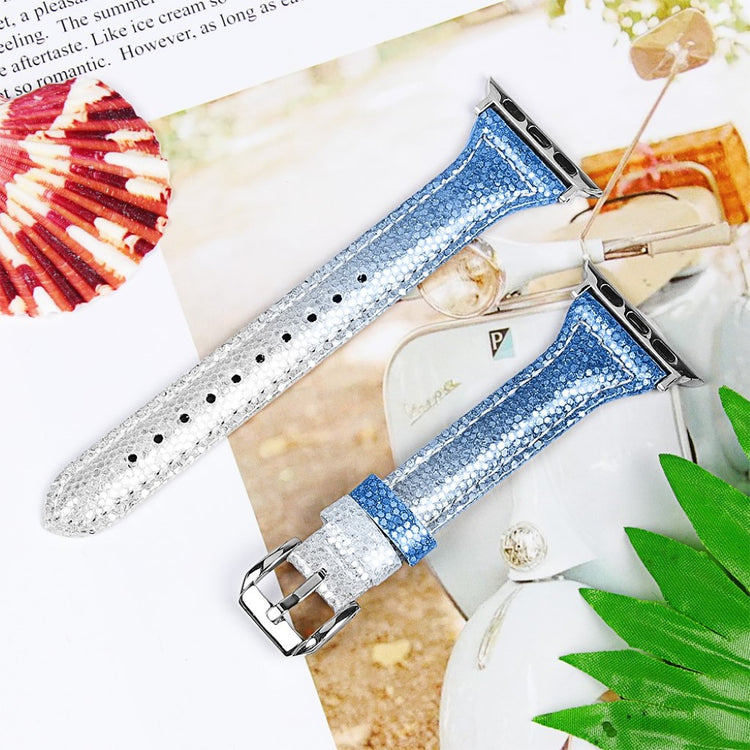 Apple Watch Series 5 44mm / Apple Watch 44mm Ægte læder Rem - Blå#serie_4