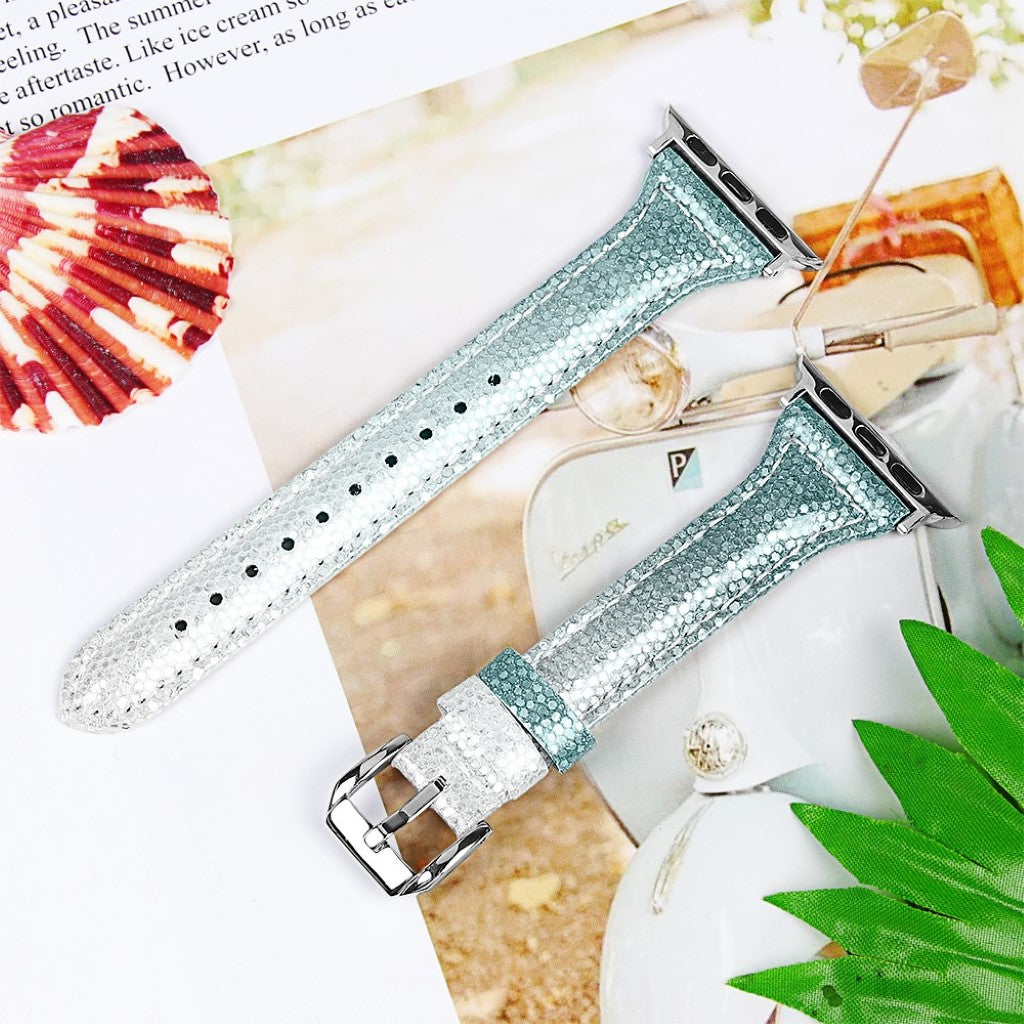 Apple Watch Series 5 44mm / Apple Watch 44mm Ægte læder Rem - Grøn#serie_5