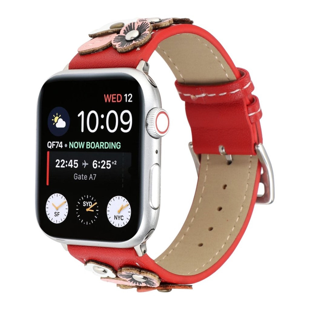 Apple Watch Series 5 44mm / Apple Watch 44mm Ægte læder Rem - Rød#serie_2