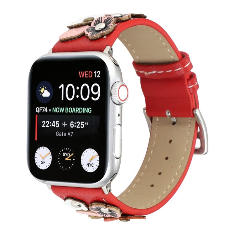 Apple Watch Series 5 44mm / Apple Watch 44mm Ægte læder Rem - Rød#serie_2