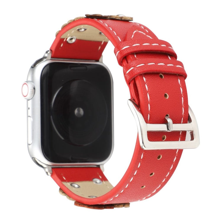 Apple Watch Series 5 44mm / Apple Watch 44mm Ægte læder Rem - Rød#serie_2