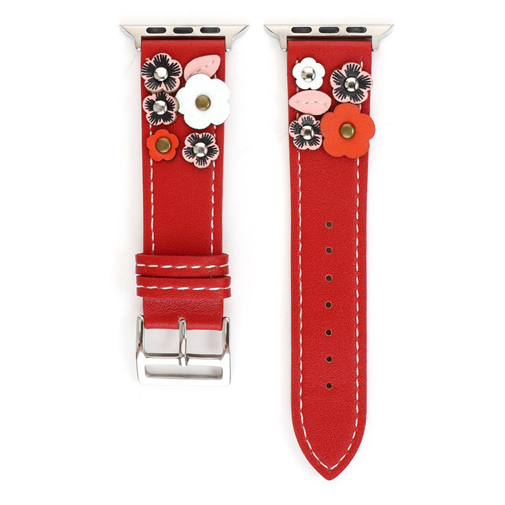 Apple Watch Series 5 44mm / Apple Watch 44mm Ægte læder Rem - Rød#serie_2