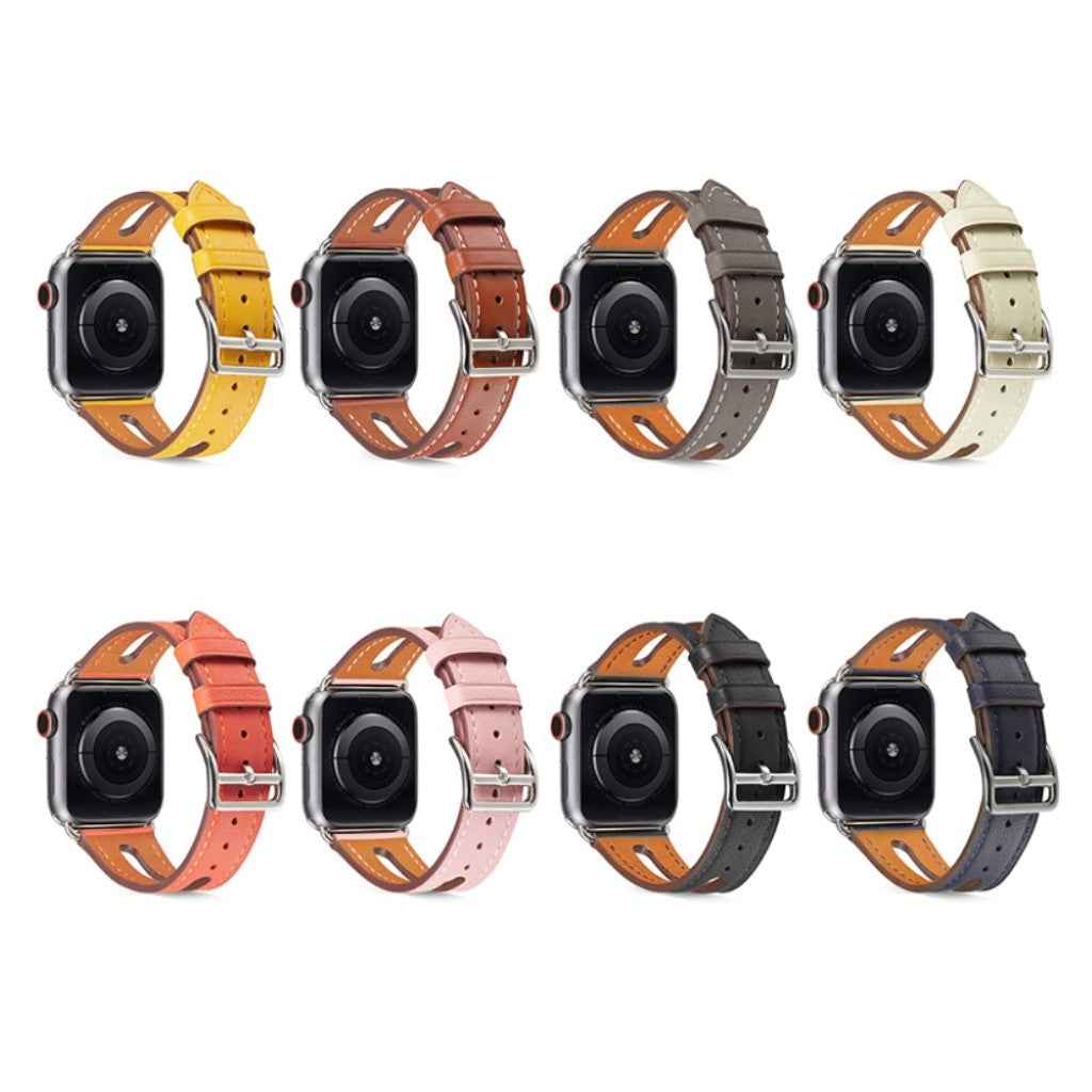 Apple Watch Series 5 44mm / Apple Watch 44mm Ægte læder Rem - Sort#serie_1