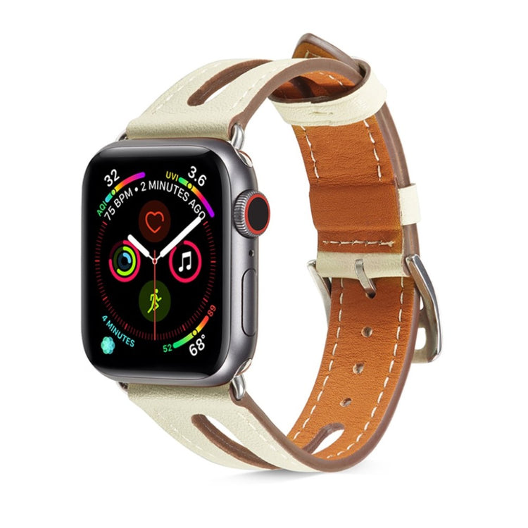 Apple Watch Series 5 44mm / Apple Watch 44mm Ægte læder Rem - Beige#serie_2