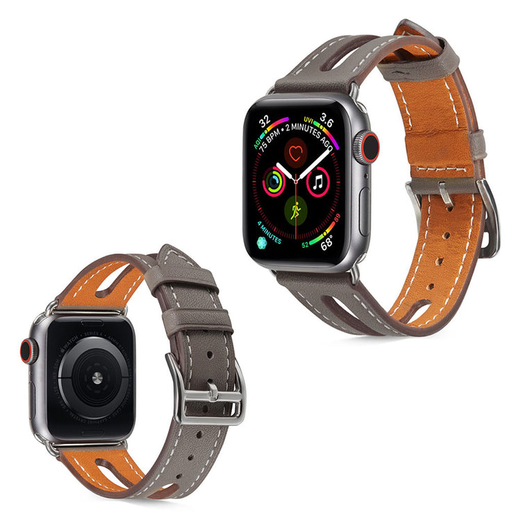 Apple Watch Series 5 44mm / Apple Watch 44mm Ægte læder Rem - Brun#serie_3