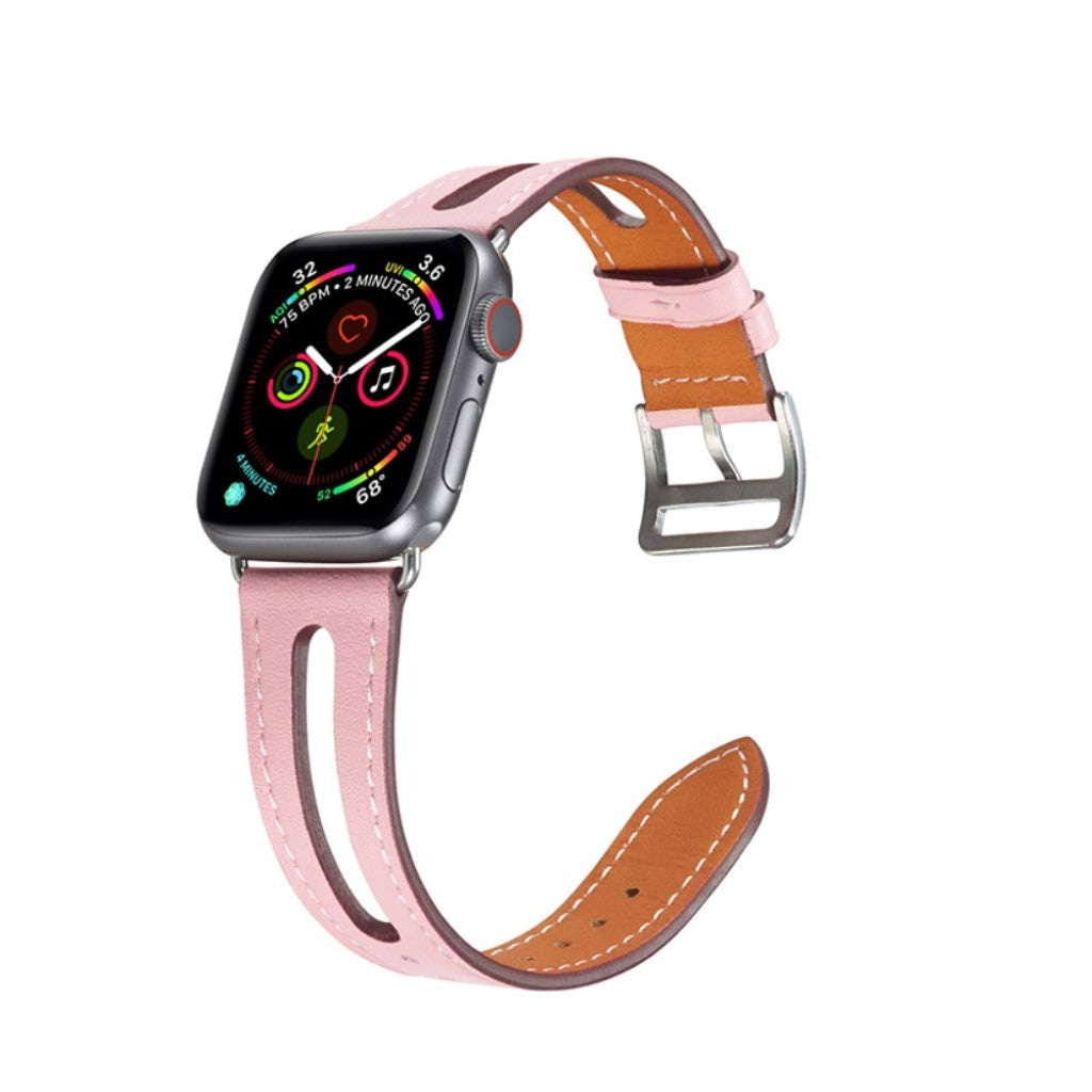 Apple Watch Series 5 44mm / Apple Watch 44mm Ægte læder Rem - Pink#serie_4